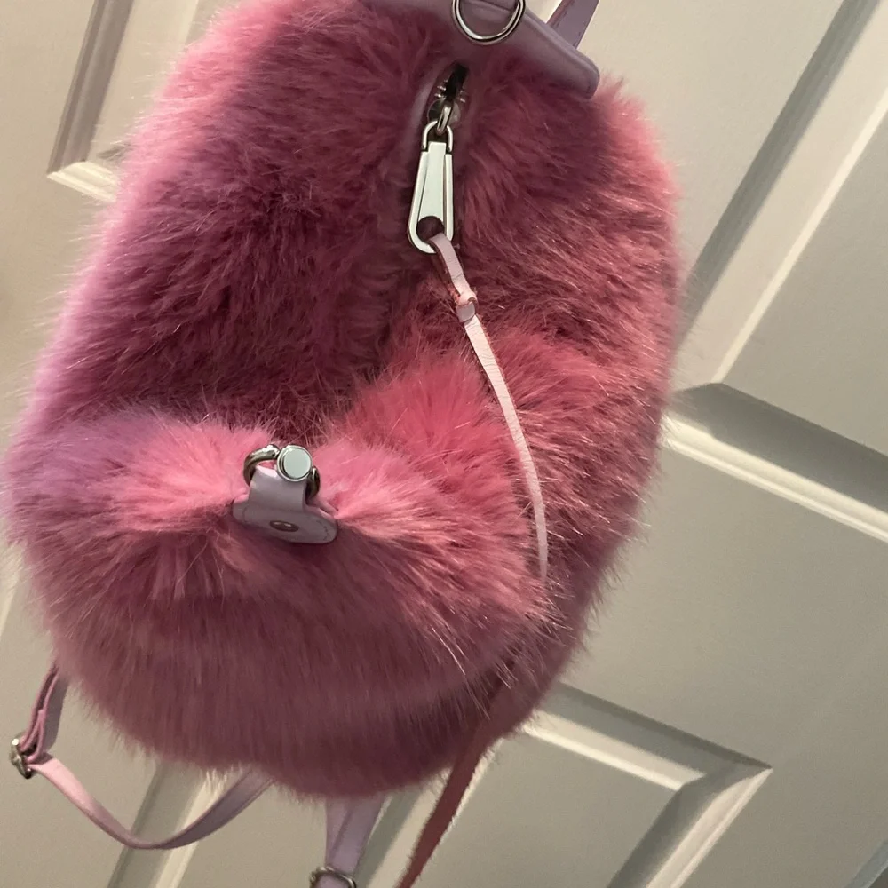 Rebecca Minkoff Pink Faux Fur Backpack